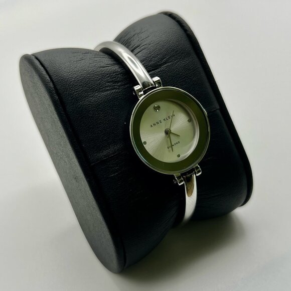 Anne Klein Diamond Series Petite Round Ladies Silver Tones Watch Working - Picture 3 of 8